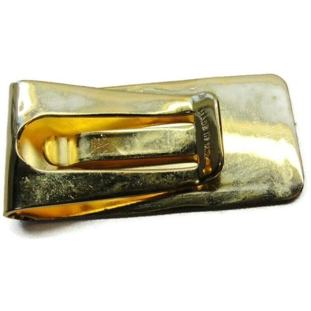 Gold Tone Engravable Money Clip Card Cash ID Holder
